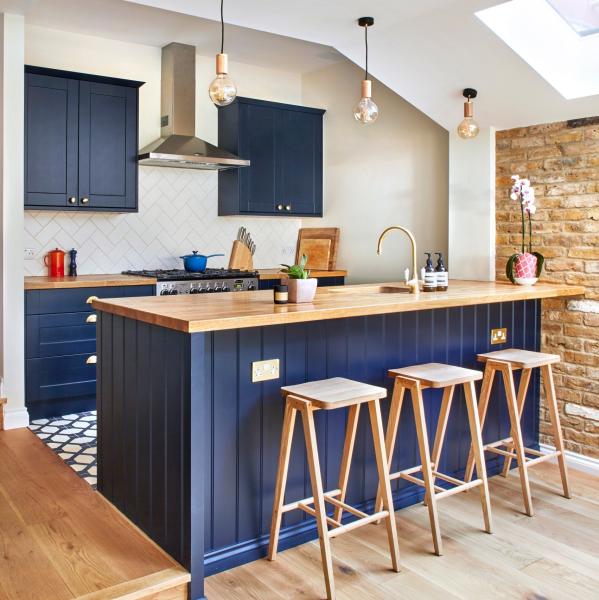 European Style Blue Luxury Solid Wood  Kitchen Cabinets