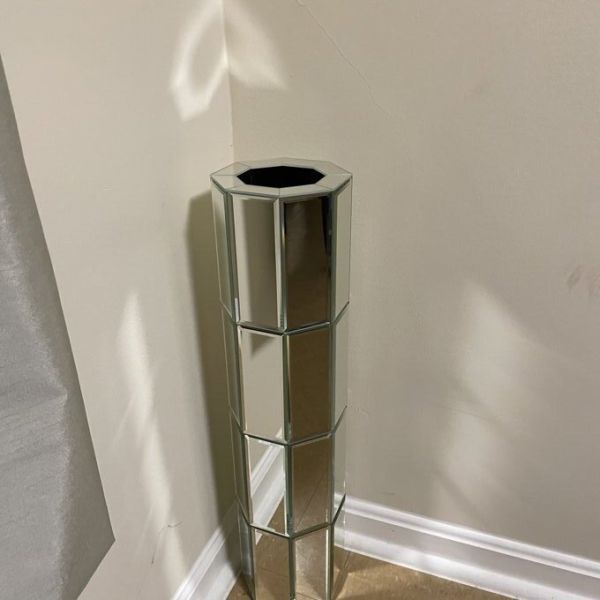 Tall Mirrored Furniture Cylinder Crystal Crushed Diamond Floor Vase