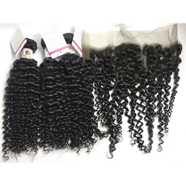 Black Curly Hair Weave Bundle Unprocessed Virgin Peruvian Human Hair Extensions