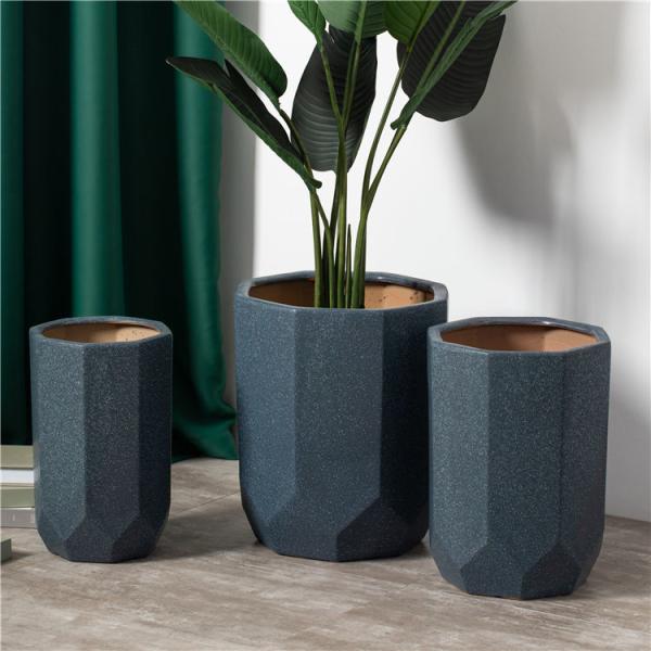 European nordic home floor decoration planter creative blue ceramic flower pots for garden decor