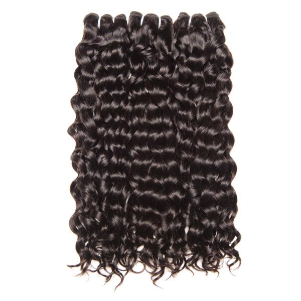 Human Hair Brazilian Water Wave 100% Human Hair Weave Bundles Natural Hair Extensions 1B#