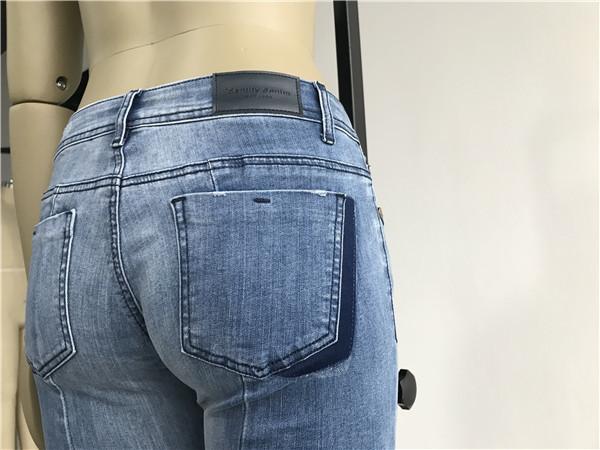 Custom Ladies Denim Jeans / Stretchy Skinny Jeans Womens Mid Rise Skinny Jeans TW73148
