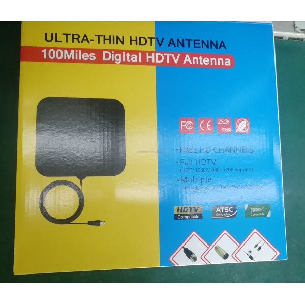 Внутренняя телевизионная антенна 50 миль Усиленный HD цифровой адаптер с IEC соединителем 30g вес