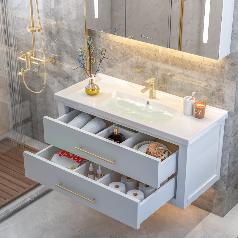 Customized Wall Mounted Lavatory Cabinet Bathroom Vanity with E1 Environment Standard
