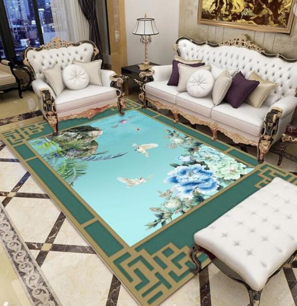 Crystal Velvet Bedroom Sofa Living Room Floor Carpet Noble Elegant New Chinese Style