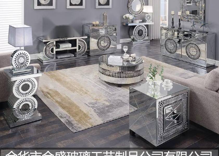 JS112 16 Console Table with MDF+Mirror Finish in Silver or Customize Colors Packed 1pc/Foam/Carton