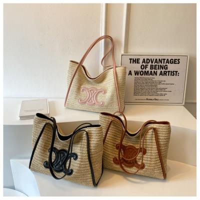 Women Small Straw Bags Summer Beach Tote Bag Handmade Woven Hobo Purse Handbag Customized New Arrival Hand Made Natural Straw Raffia Blue Striped Crochet Beach Bag Crochet Bags Custom Order