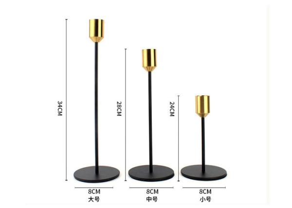 Home Decor Gold Color OEM Brass Taper Candle Holders Gift Set For Wedding Party