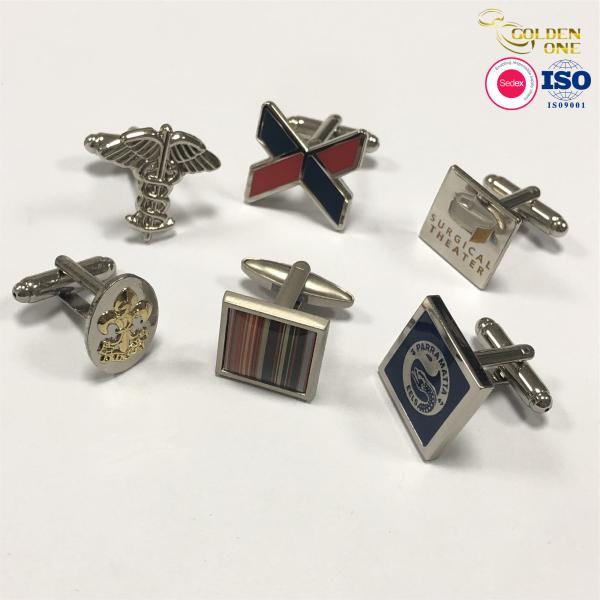 Silver Plated Metal Cufflink Custom Enamel Buttons Symbol Metal Iron Sets For Gift