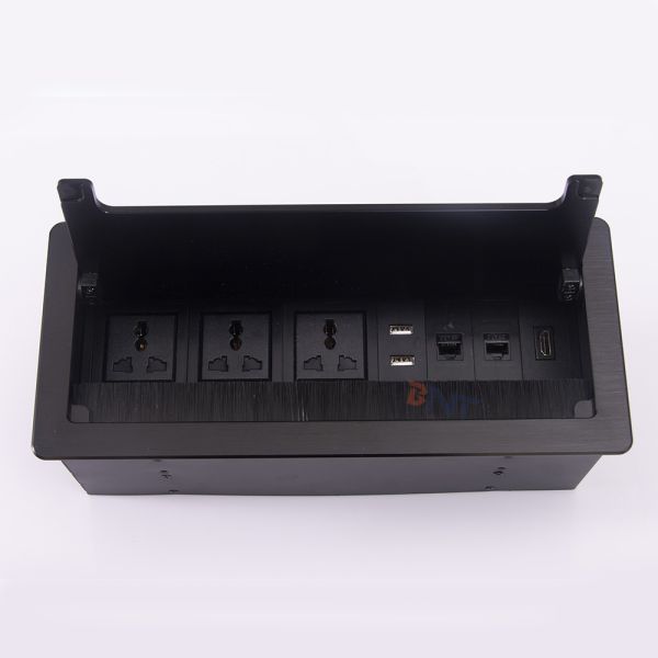 Aluminum Alloy Plate Brush Cover Desktop Sockets Desktop Brush Socket With USB