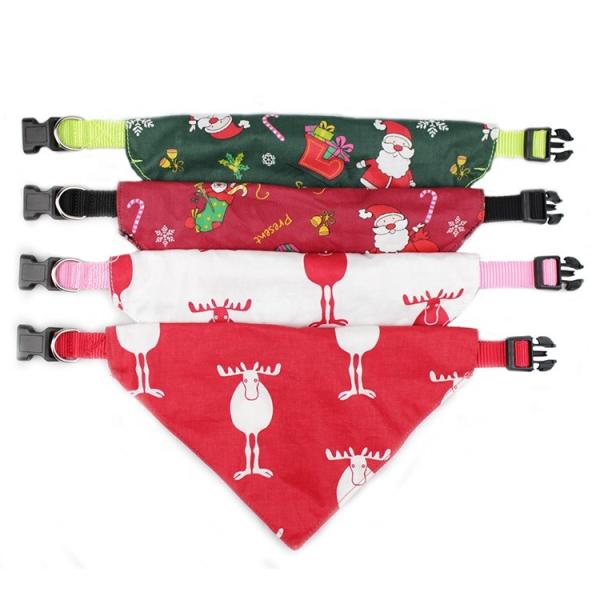 C507 Wholesale Christmas Custom Printed Personalized  Diy Logo Adjustable Dog Pet Bandana Collar