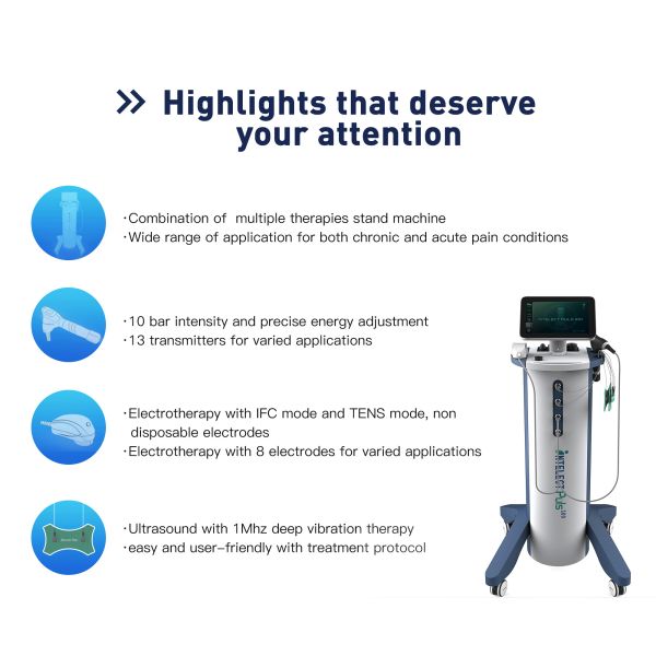 3 in 1 Shockwave Ultrasound Electrotherapy Physiotherapy Shockwave Therapy Machine