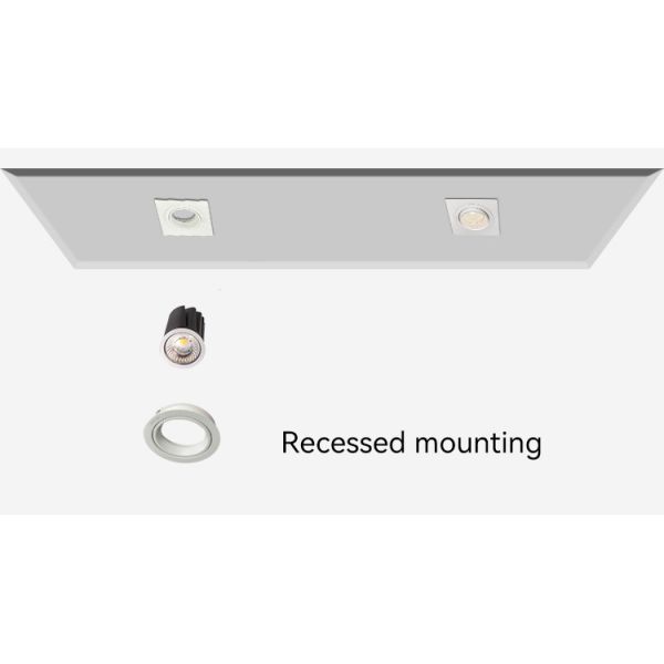 Commercial Square Recessed Spotlight Frame with 20° Tilt and Rotating Housing