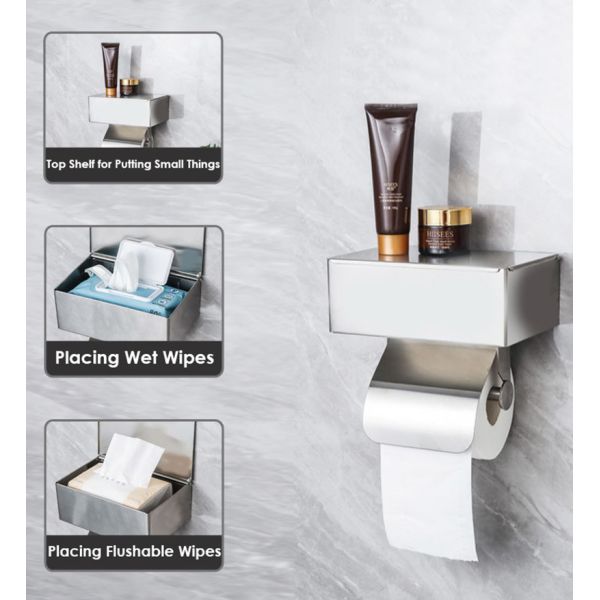 Large Stainless Steel Toilet Paper Dispenser Multifunctional Multipurpose