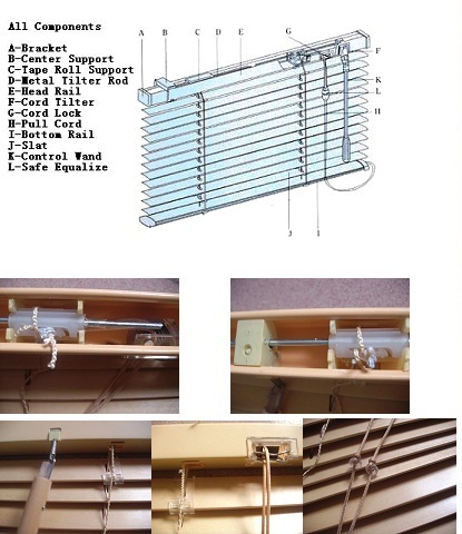 25mm 100% basswood venetian blinds for windows with steel headrail and wooden bottomrail