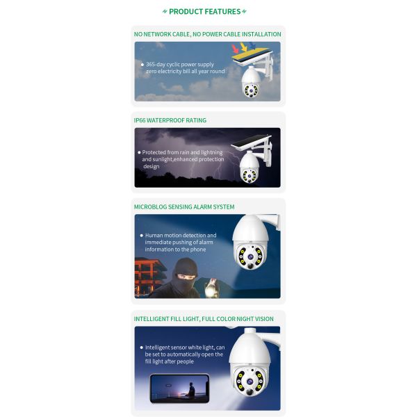 4G Solar Powered Camera Two-Way Audio 1080P Solar Cctv Wireless Network PTZ Cloud Storage Outdoor Camera