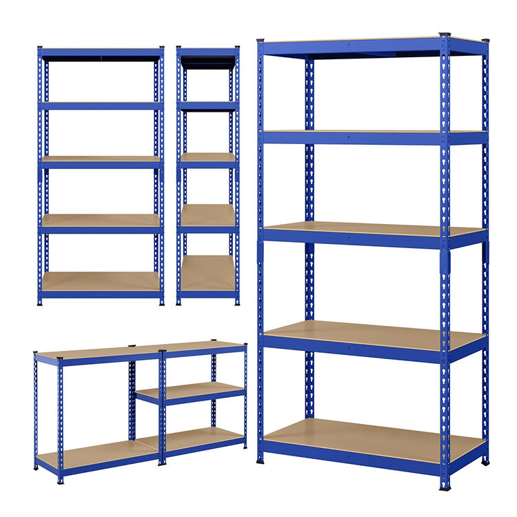 Stocked 5-Tier Industrial Metal Light Duty Rack Steel Boltless Rivet Shelving for Warehouse
