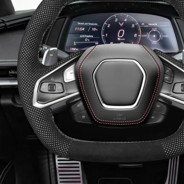 DIY Car Accessory Hand Sewing High Quality Steering Wheel Cover  For Chevrolet C8 2020-2024
