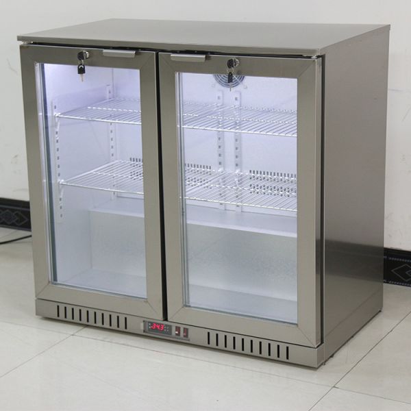 Stainless Steel Body Two Door Under Bar Refrigerator Beer Fridge 208L