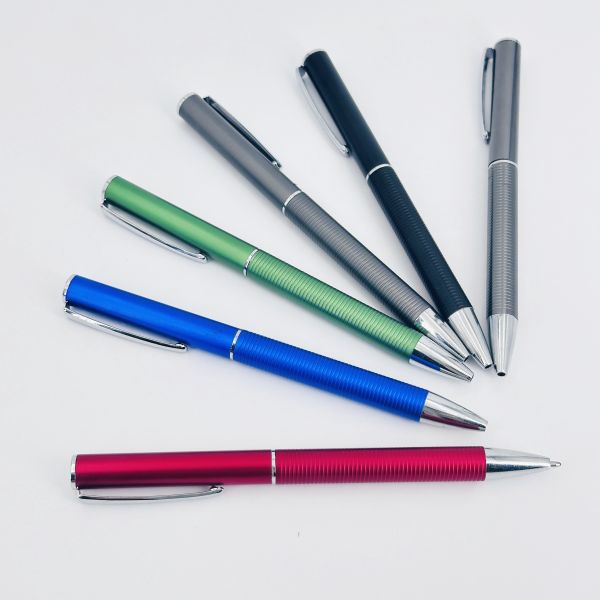 High End Aluminum Twist Ball Pen Colorful Anti-slip Grip Smooth Writing Ballpoint Pen