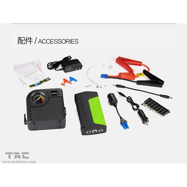 Green Portable Car Jump Starter Led Light Torch / Sos / Strobe 3 In 1 Jump Starter And Power Supply