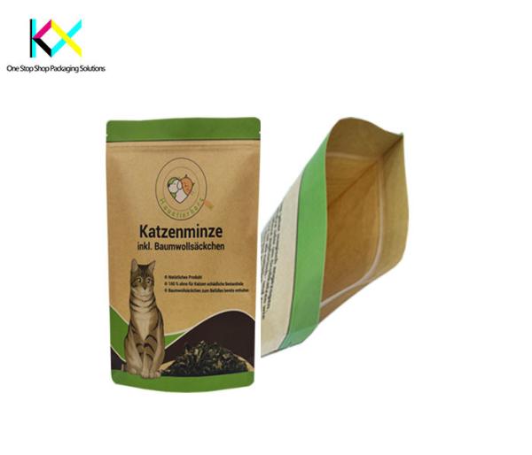 130-140um Pet Food Packaging Pouch Kraft Paper Dog Food Packaging Bag OEM