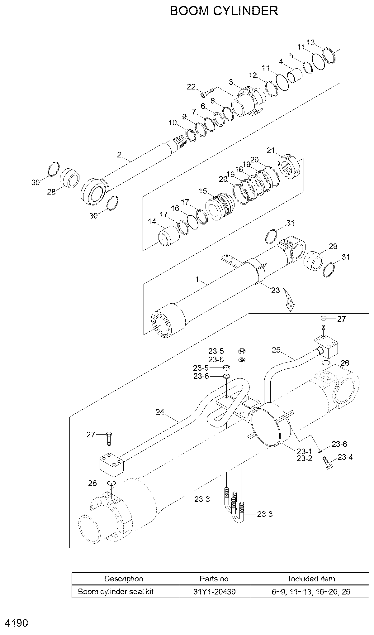 R160-7 Hyundai экскаватор бум цилиндр уплотнительный комплект 31Y1-20430 R160LC-7 R160LC-7A