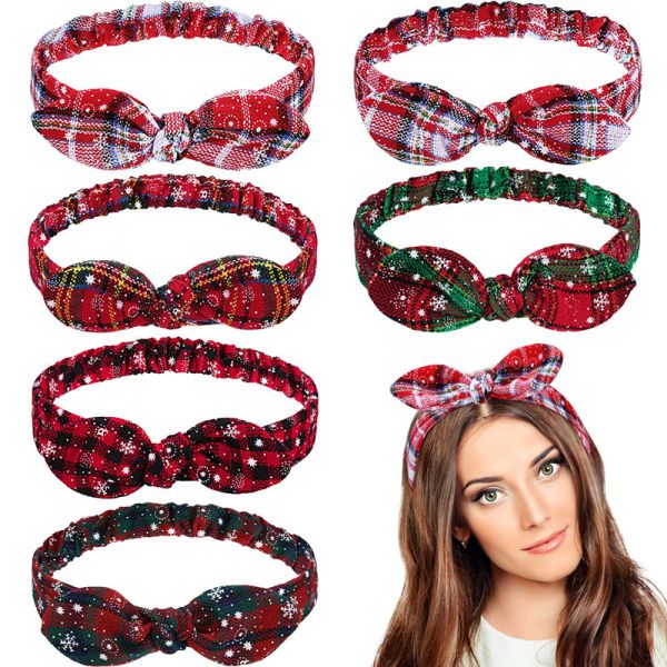 Christmas kids girls Fabric cute hair bands Amazon Ladies Stretch Bunny ears Headband accessories knot headband