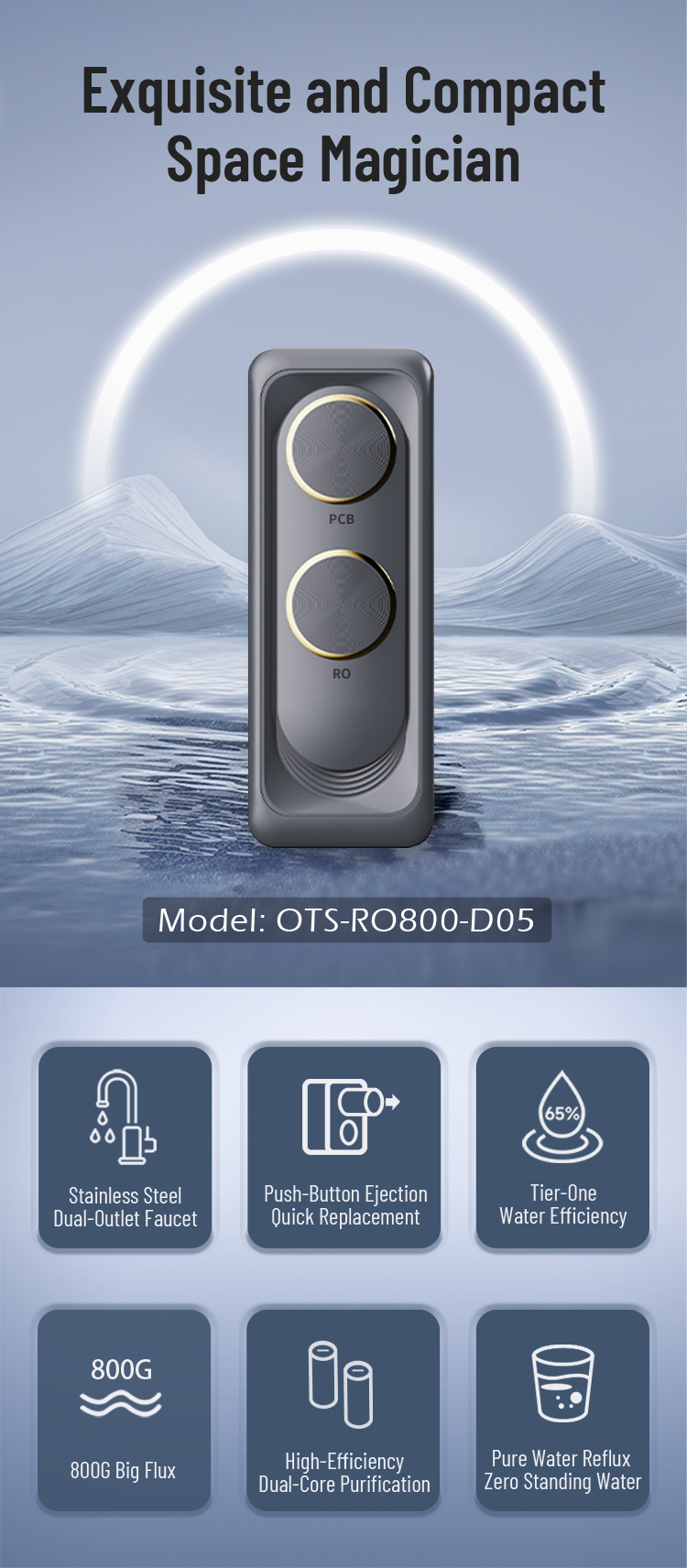 800 GPD Tankless RO Water Purifier with Dual Water Outlet and Reverse Osmosis System