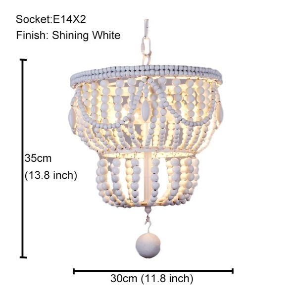 Gold Chandelier Wooden Beaded Lighting Fixture Fringe Hanging Light Silas Chandelier (WH-AP-652)