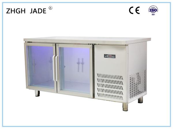 Stainless Steel Light Blue Fridge , Air Cooled Fridge Freezer With Blue Light
