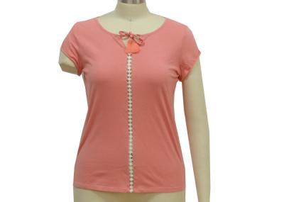 Women’ Casual Short Sleeve, 100% Cotton Jersey,Casual, Fit Size, Front Lace Tape,Butterfly Tie, Casual Top