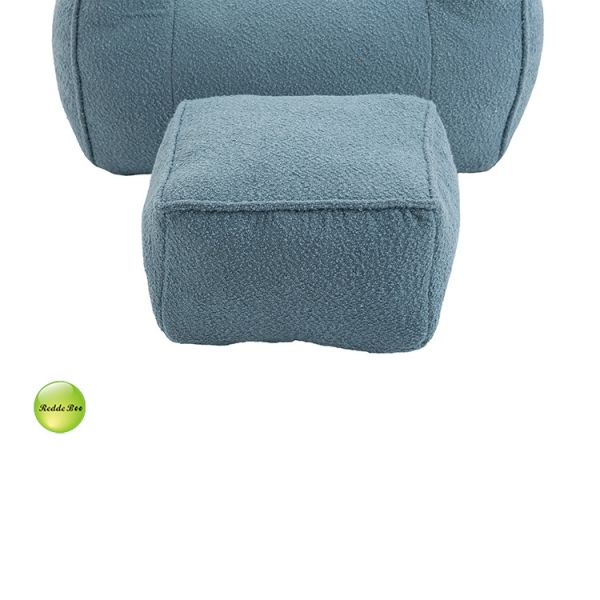 Ergonomic Compression Vacuum Packed Sofa Blue Microfiber Slipcovered