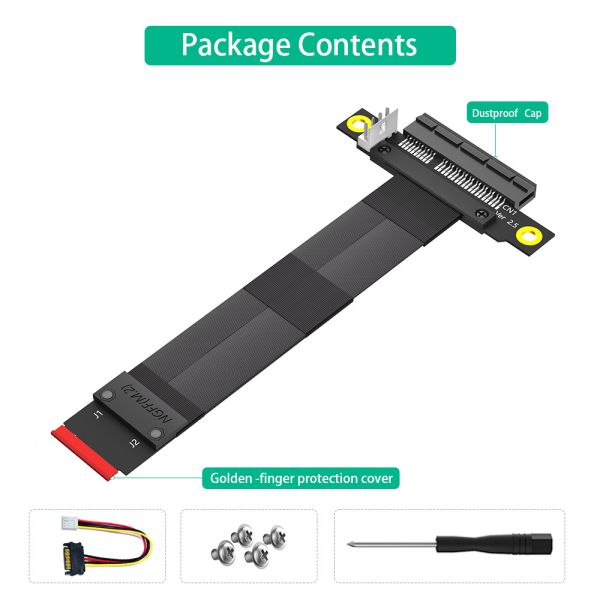 M.2 NGFF Ключ M на PCIe 3.0 X4 Расширительный кабель 180° PCI-E Слот для скоростной передачи данных Поддержка использования устройств PCI-E1X - 4X - 8X - 16X