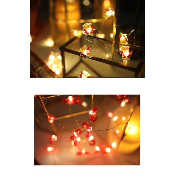 Santa Claus Scepter Snowflakes Elk Socks LED String Lights for Fairy Christmas Decoration