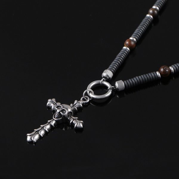 Stainless steel skull cross pendant, European and American cross-border trendy boyfriend necklace hang tag