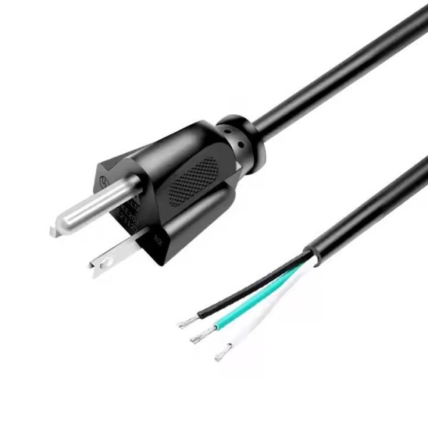 高品質のアメリカン電源コード 3ピンブラックPVC 3ポング 純銅スポット 18awg 1.5メートル 5フィート 剥がされ,家庭用缶詰