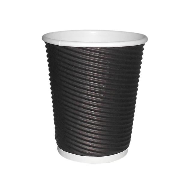 8 Oz Black Triple Wall Insulated Disposable Coffee Cups With PE Coating