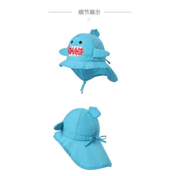 Animal Anti UV Childrens Bucket Hats UPF 50+ Wide Brim blue color