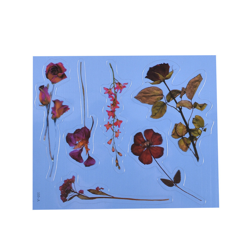 DIY Drip Glue Multiple Simulated Transparent Dried Flower Filling Decoration Materials Paper Hand Account Stickers Wholesale in Stock