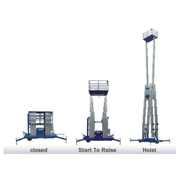 200KG 6M Lifting Height Hydraulic Boom Lift Double mast Aluminium