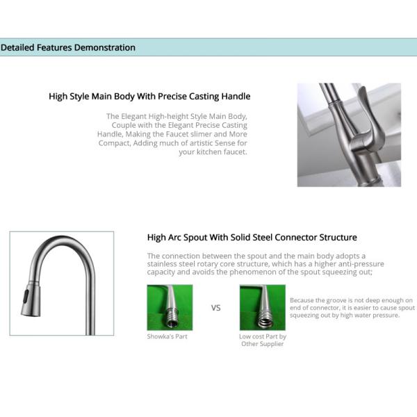SUS304 Stainless Steel Flexible Spout Kitchen Tap Single Lever Brushed Nickel