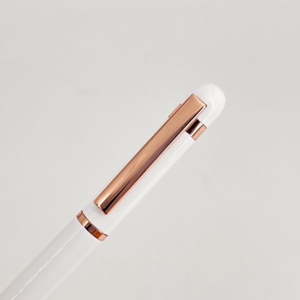 High End Metal Smooth Writing Roller Pen With White Rose Gold Comfortable Holder