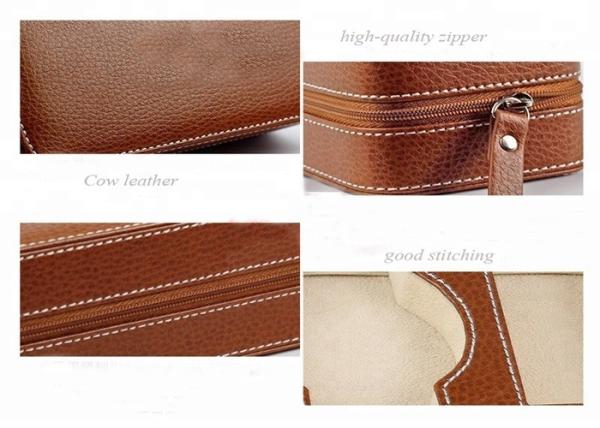Handmade Watch Packing Box Classic with Brown Zip Leather  Travel Cases