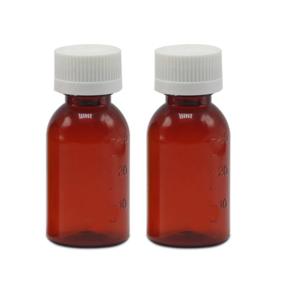 GMP Farmacêutico 30 ml PET Ambar Botelho de plástico líquido com tampa de parafuso à prova de adulteração