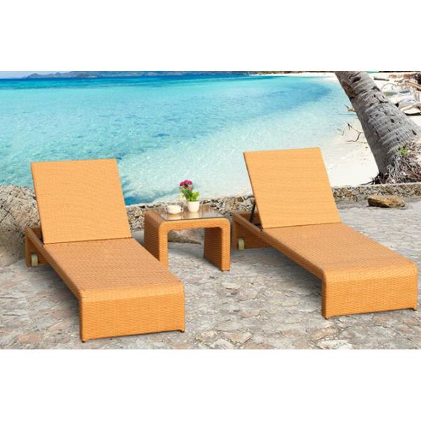 PE Rattan Chaise Lounge chairs Leisure Aluminium Outdoor Garden patio beach chair