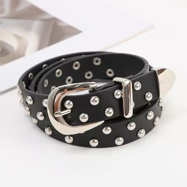 Manufacture Price Women Alloy Buckle PU Strap Studded Rivet Waist Belt Decorative Handmade Waistband Casual Waist Belt