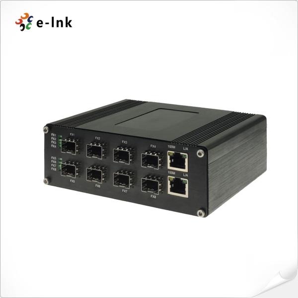 Industrial Optical Fiber Switch 1000M 2-port RJ45 + 8-port 1000M SFP DIN Rail 