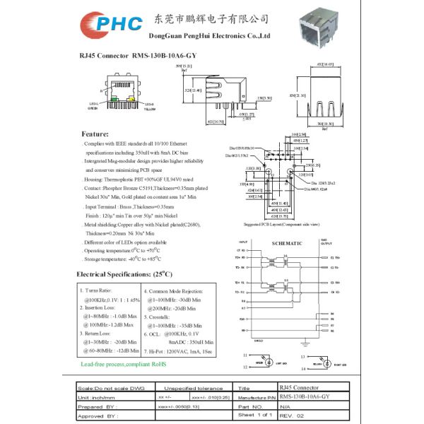 Shielded Stacked RJ45 10P10C Ethernet Magnetic Transformer With POE