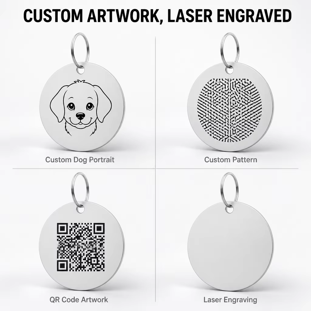 Hot Sales Customized Logo Casting Stainless Steel Animal Theme Blank QR Code for Tags Dog Pet ID Tags